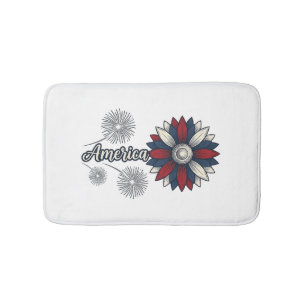 Patriotiska Amerika Blomma Fyrverkerier Vector Des Badrumsmatta