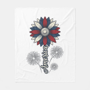 Patriotiska Amerika Blomma Fyrverkerier Vector Des Fleecefilt