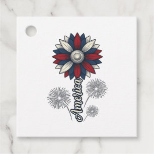 Patriotiska Amerika Blomma Fyrverkerier Vector Des Gåvor Etiketter