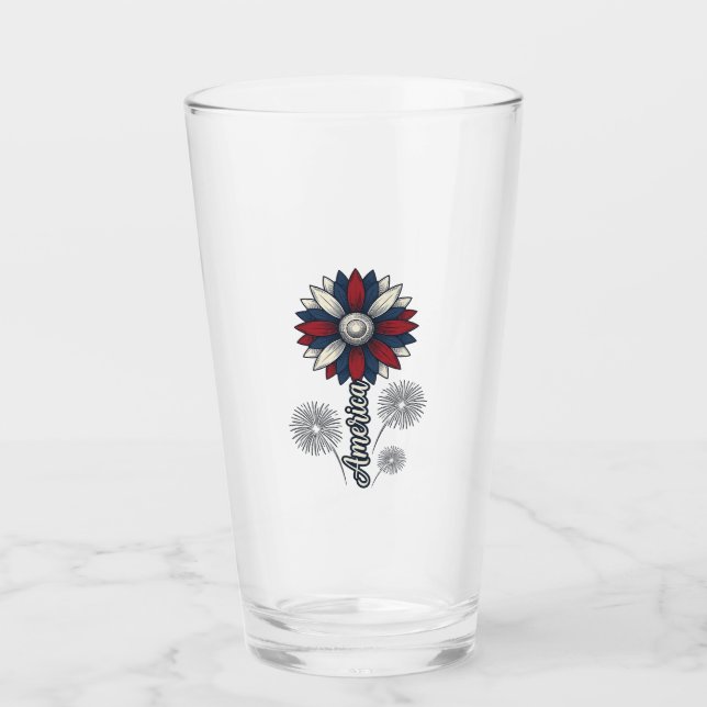 Patriotiska Amerika Blomma Fyrverkerier Vector Des Glaskopp (Framsida)