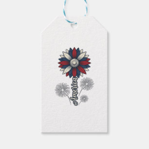 Patriotiska Amerika Blomma Fyrverkerier Vector Des Presentetikett