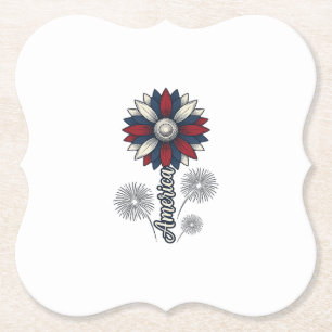 Patriotiska Amerika Blomma Fyrverkerier Vector Des Underlägg Papper