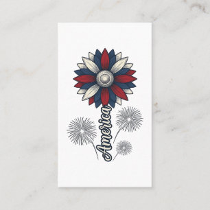 Patriotiska Amerika Blomma Fyrverkerier Vector Des Visitkort