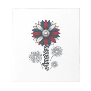 Patriotiska Amerika Blomma Fyrverkerier Vektor Des Anteckningsblock