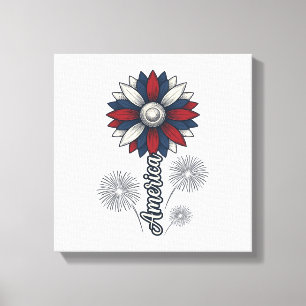 Patriotiska Amerika Blomma Fyrverkerier Vektor Des Canvastryck