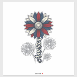 Patriotiska Amerika Blomma Fyrverkerier Vektor Des Klistermärken