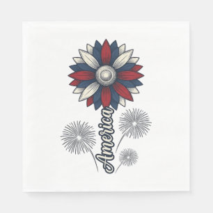 Patriotiska Amerika Blomma Fyrverkerier Vektor Des Pappersservett