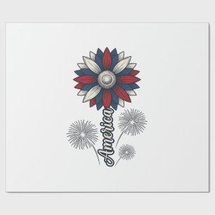 Patriotiska Amerika Blomma Fyrverkerier Vektor Des Presentpapper