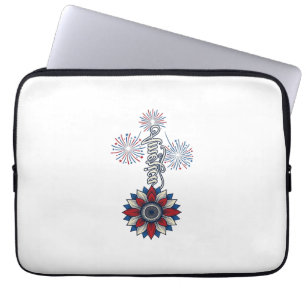 Patriotiska Amerika Blomma Fyrverkerier Vintage De Laptop Fodral