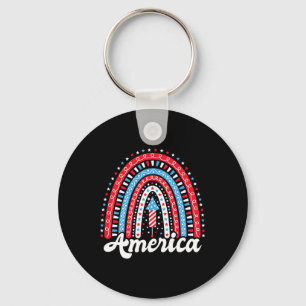 Patriotiska Amerika Boho Regnbåge 4:e Juli Oberoen Nyckelring