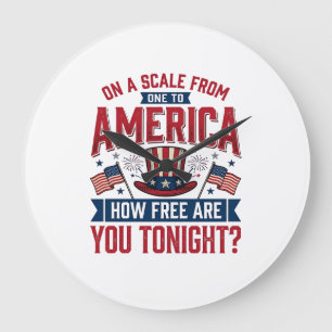 Patriotiska Amerika Hur Fri Är Du I Kväll T-Shirt Stor Klocka