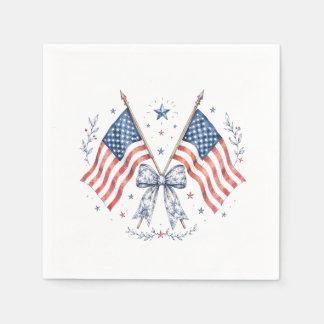 Patriotiska amerikanska flagg-båge cocktail servet pappersservett