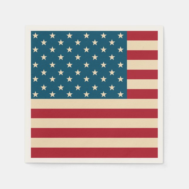 Patriotiska amerikanska flagg BBQ 4 juli servetter (Framsidan)