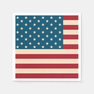 Patriotiska amerikanska flagg BBQ 4 juli servetter
