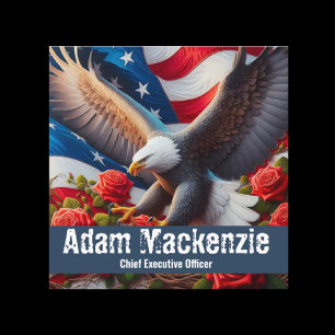 Patriotiska amerikanska flagg eagle visitkort