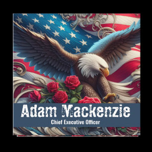 Patriotiska amerikanska flagg eagle visitkort