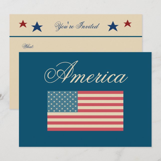 Patriotiska amerikanska flagg-inbjudningar inbjudningar (Fram/baksida)