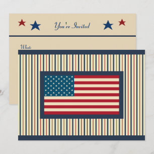 Patriotiska amerikanska flagg-inbjudningar inbjudningar