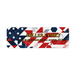 Patriotiska amerikanska flagg-returadressetiketter returadress etikett