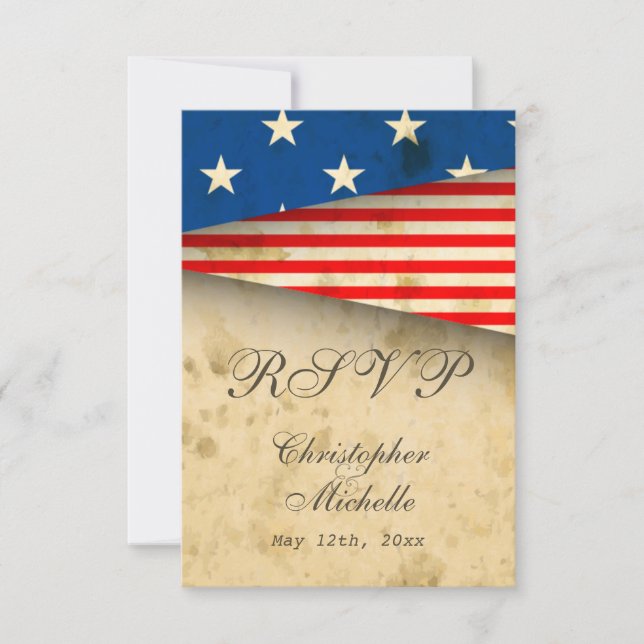 Patriotiska amerikanska Flagga Stil Bröllop OSA-ko OSA Kort (Framsida)