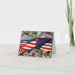 Patriotiska amerikanska flaggan noterar kortet kort