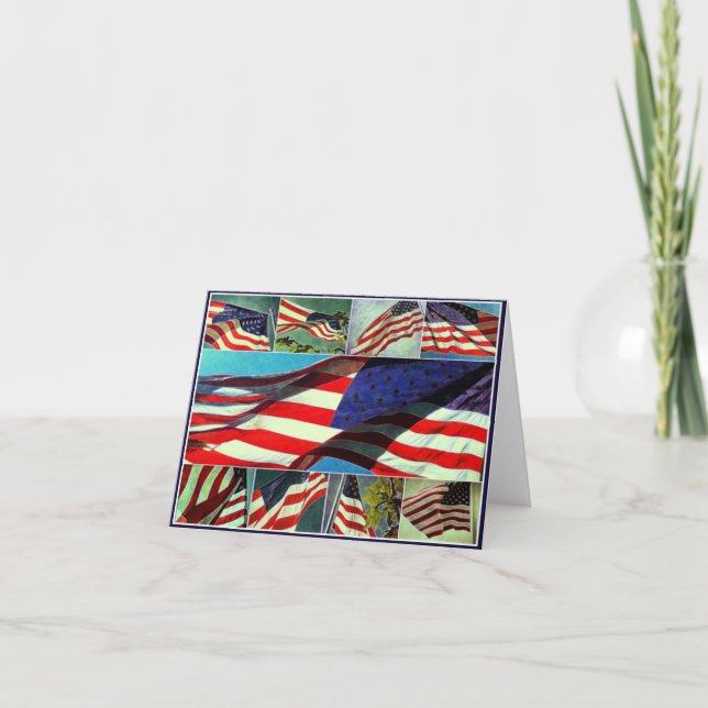 Patriotiska amerikanska flaggan noterar kortet kort (Framsida)