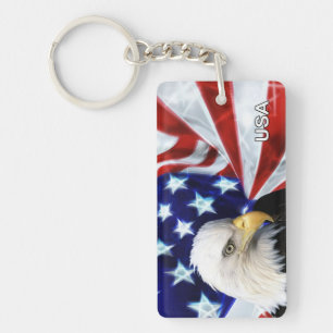 Patriotiska amerikanska flaggan och örn nyckelring