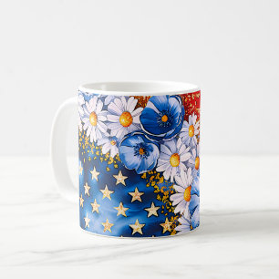 Patriotiska amerikanska flaggans blomster glitter kaffemugg