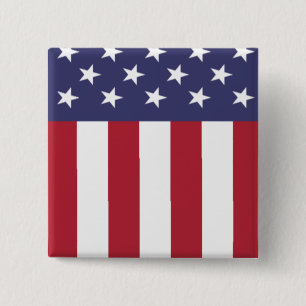 Patriotiska amerikanska flaggans stjärnor och ränd knapp