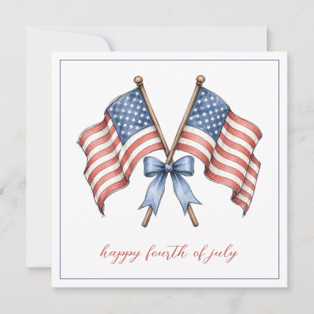 Patriotiska amerikanska flaggor fjärde juli anteckningskort (Framsida)