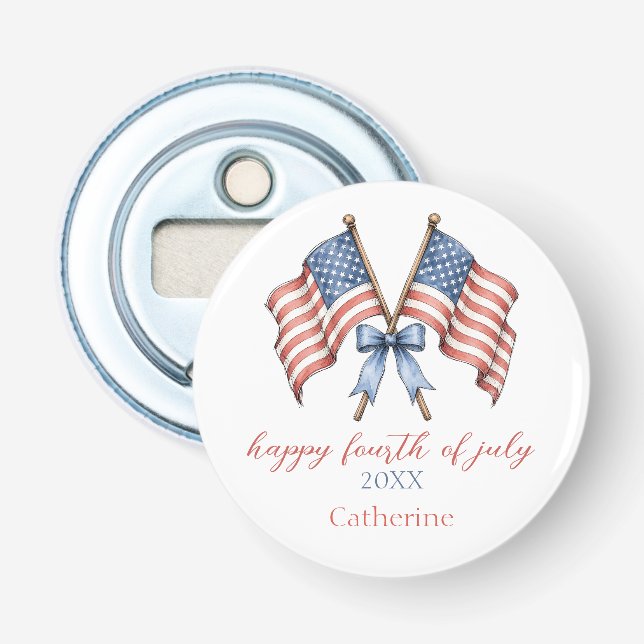 Patriotiska amerikanska flaggor fjärde juli högtid flasköppnare (Framsidan)