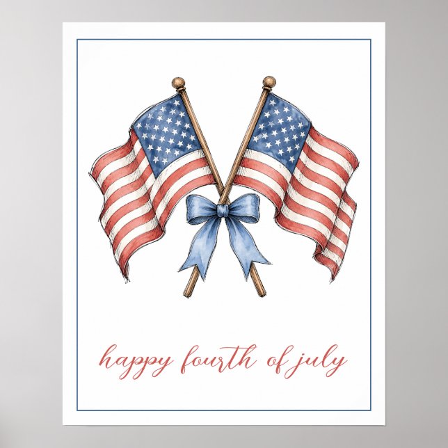 Patriotiska amerikanska flaggor fjärde juli poster (Framsidan)