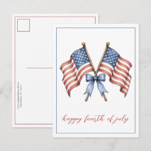 Patriotiska amerikanska flaggor fjärde juli vykort