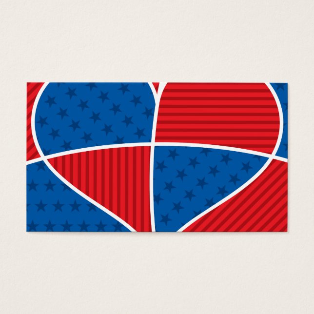 Patriotiska amerikanska hjärtan visitkort (Framsidan)