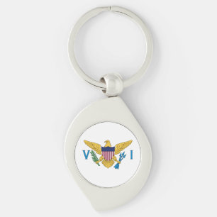 Patriotiska Amerikanska Jungfruöarnas flagga Swirl Silverfärgad Nyckelring