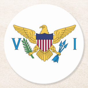 Patriotiska Amerikanska Jungfruöarnas flagga Underlägg Papper Rund