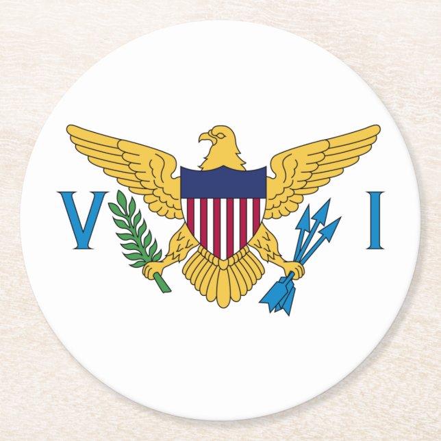 Patriotiska Amerikanska Jungfruöarnas flagga Underlägg Papper Rund (Framsidan)