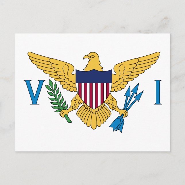 Patriotiska Amerikanska Jungfruöarnas flagga Vykort (Framsida)