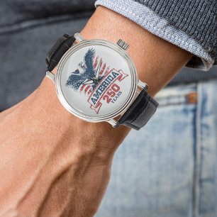 Patriotiska amerikanska örnen 250-årsjubileum kul armbandsur