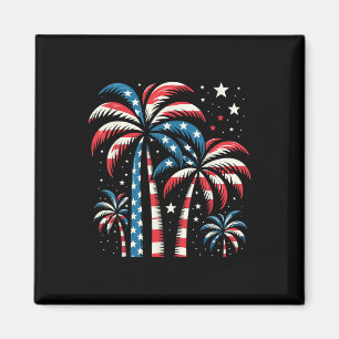 Patriotiska amerikanska palmer sommar Usa flagga 4 Magnet