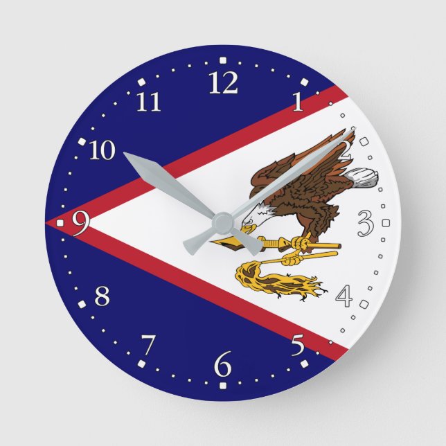 Patriotiska Amerikanska Samoa-flaggan Rund Klocka (Framsida)