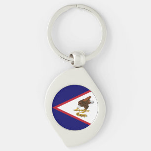 Patriotiska Amerikanska Samoa-flaggan Swirl Silverfärgad Nyckelring