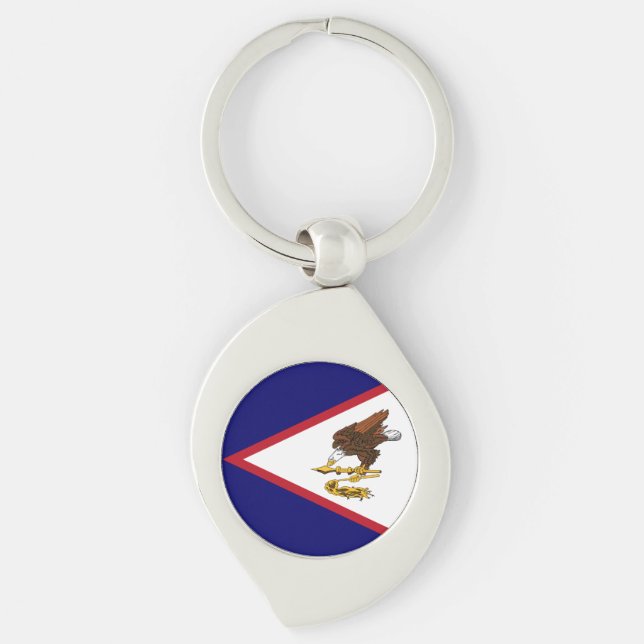 Patriotiska Amerikanska Samoa-flaggan Swirl Silverfärgad Nyckelring (Framsidan)