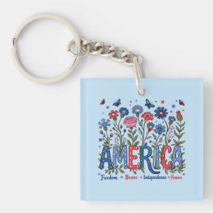 Patriotiska amerikanska vildblommor fjärde juli US