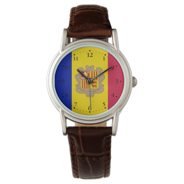 Patriotiska Andorraflaggan Armbandsur (Framsida)