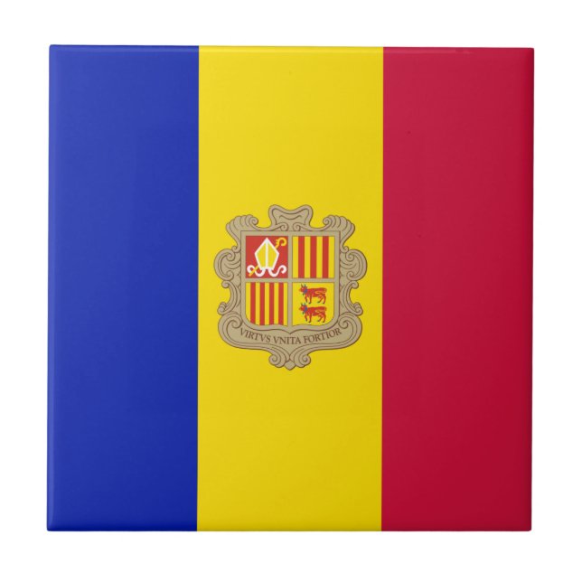 Patriotiska Andorraflaggan Kakelplatta (Framsidan)