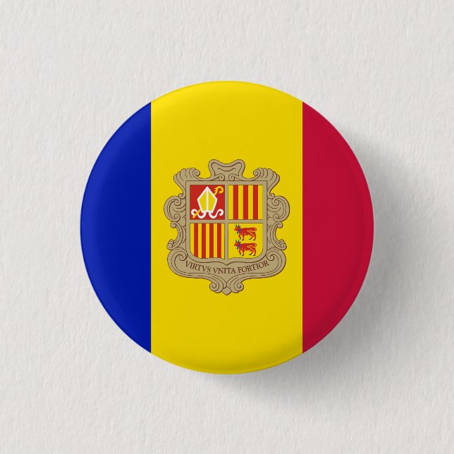 Patriotiska Andorraflaggan Knapp (Framsida)