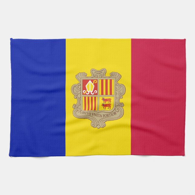 Patriotiska Andorraflaggan Kökshandduk (Horisontell)