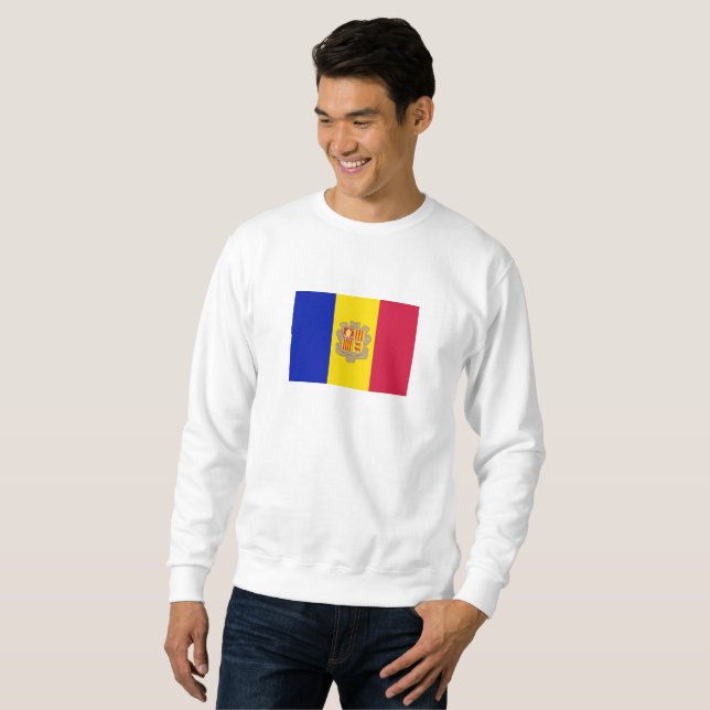 Patriotiska Andorraflaggan Lång Ärmad Tröja (Hel framsida)