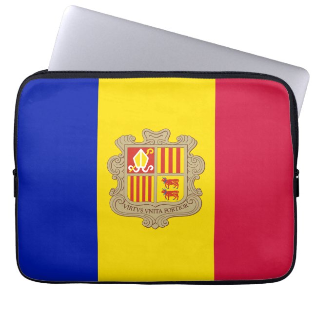 Patriotiska Andorraflaggan Laptop Fodral (Framsidan)